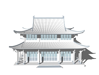 <em>中式寺庙</em>草图大师模型，<em>寺庙</em>SKP模型下载