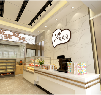 现代面包店蛋糕店施工图CAD图纸，面包店cad设计图纸下载