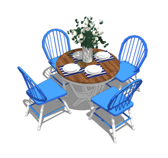 欧式餐桌椅草图大师模型，餐桌椅skb文件下载