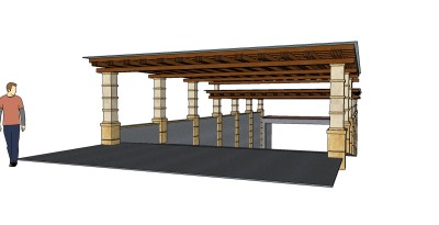 欧式地下车库入口su模型下载，车库入口草图大师模型