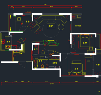 现代130平两室两厅家装施工图，家装家居施工图纸下载