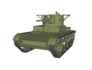 <em>苏联</em>T-26轻型坦克su模型，坦克草图大师模型下载