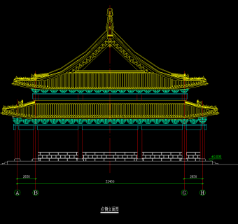 古建群大雄宝殿建筑、结构图，古建筑CAD建筑施工图下载