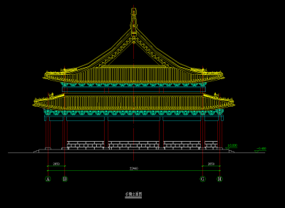 古建群大雄宝殿建筑、结构图，古建筑CAD建筑施工图下载