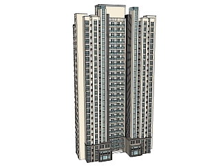 现代高层住宅楼su模型下载，住宅楼草图大师模型