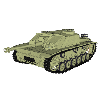 德国StuG-III自行突击炮sketchup模型，自行突击炮草图大师模型下载