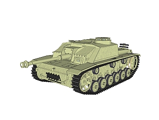 德国StuG-III<em>自行</em>突击炮sketchup模型，<em>自行</em>突击炮草图...