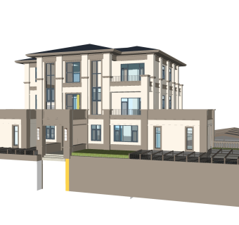 现代独立别墅sketchup模型下载