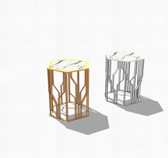 现代金属边几草图大师模型，边几skp模型下载