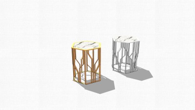 现代金属边几草图大师模型，边几skp模型下载