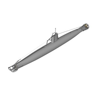现代日本甲标的袖珍潜艇草图大师模型，潜艇su模型下载