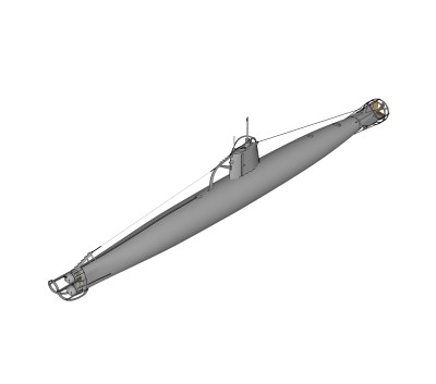 现代日本甲标的袖珍潜艇草图大师模型，潜艇su模型下载