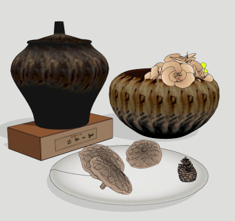  现代花瓶摆件草图大师模型，花瓶摆件sketchup模型下载