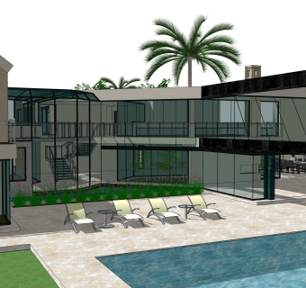 现代独栋别墅su模型免费下载，sketchup别墅草图大师模型