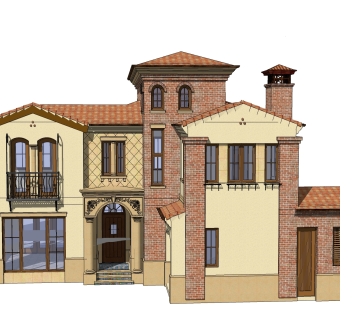 欧式别墅su模型，别墅sketchup模型下载