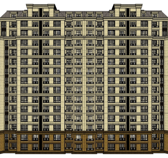 欧式公寓楼外观草图大师模型，公寓su模型下载