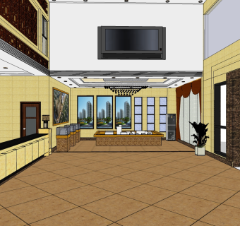 欧式售楼处草图大师模型，售楼部建筑sketchup模型免费下载