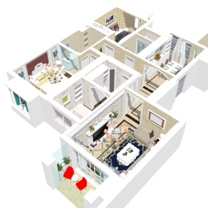 豪华欧式室内设计透视草图大师模型，sketchup模型下载