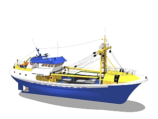 现代<em>大型</em>渔船su模型，货船skb文件下载