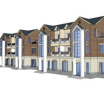 现代独栋别墅草图大师模型下载，独栋别墅sketchup模型