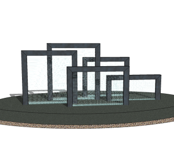 现代跌水景观水景su模型，水景sketchup模型下载