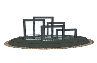 现代跌水景观水景su模型，水景sketchup模型下载