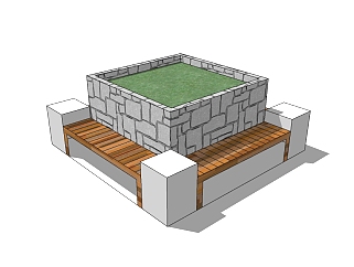 现代方形<em>树池</em>sketchup模型下载，<em>树池</em>坐凳skb模型分享