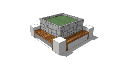 现代方形树池sketchup模型下载，树池坐凳skb模型分享