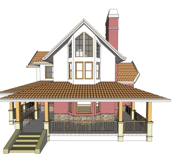 欧式别墅SU模型，别墅SKP模型下载