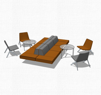 现代办公沙发草图大师模型，办公沙发sketchup模型下载