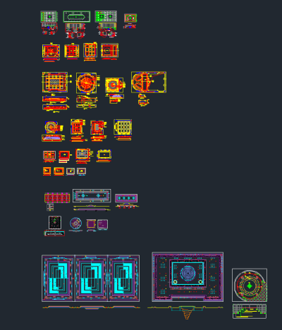 美式法式中式欧式天花吊顶CAD图库，节点大样图纸下载