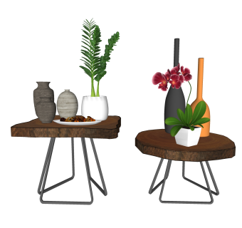 北欧花瓶矮桌摆件草图大师模型,现代装饰品su模型下载