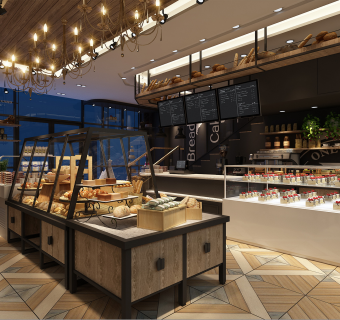 复古西饼店CAD施工图，餐厅CAD建筑图纸下载