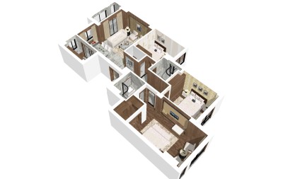 新中式风格住宅透视草图大师模型，住宅透视sketchup模型下载