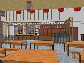 中式<em>餐厅</em>草图大师模型，SU模型免费下载
