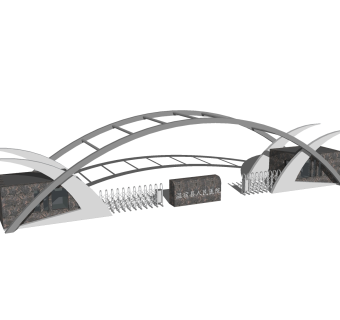 现代医院门头草图大师模型，医院门头sketchup模型免费下载