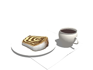 <em>现代</em>咖啡<em>面包</em>su模型，食品草图大师模型下载