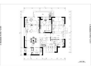 欧式三室两厅120㎡复地x湖国际施工图CAD图纸下载