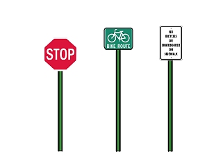 现代交通路标指示牌skp文件下载，交通路标指示牌su模型下载