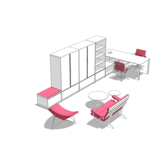 现代办工沙发休闲区草图大师模型，办公沙发sketchup模型下载