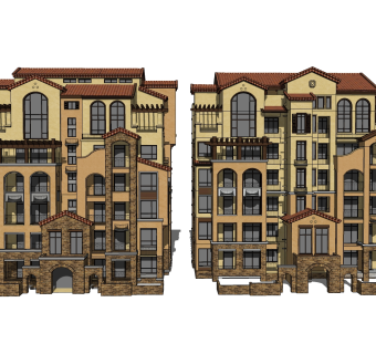 欧式别墅外观草图大师模型，别墅外观sketchup模型免费下载