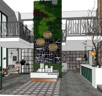 新中式售楼处草图大师模型，售楼部建筑sketchup模型免费下载