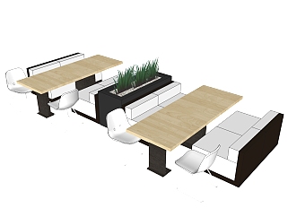 现代<em>卡座餐桌</em>椅免费su模型，<em>餐桌</em>椅sketchup模型下载