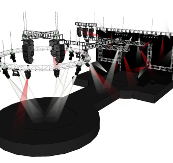 现代圆环形舞台草图大师模型，舞台skb模型分享