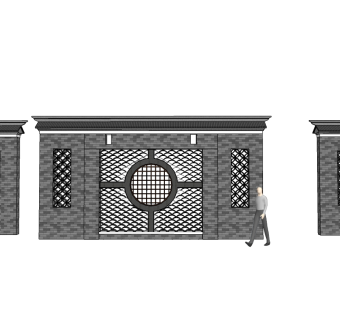 中式景墙草图大师模型skp模型，景墙sketchup模型skp文件分享