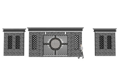 中式景墙草图大师模型skp模型，景墙sketchup模型skp文件分享