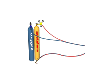 现代氧气乙炔瓶草图大师模型，乙炔瓶sketchup模型下载