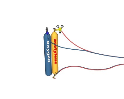现代氧气乙炔瓶草图大师模型，乙炔瓶sketchup模型下载