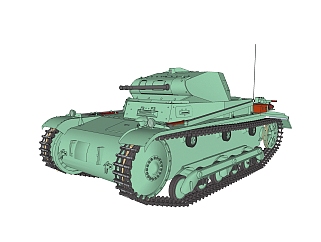 德国二号<em>坦克</em>sketchup模型，<em>坦克</em>草图大师模型下载