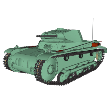 德国二号坦克sketchup模型，坦克草图大师模型下载
